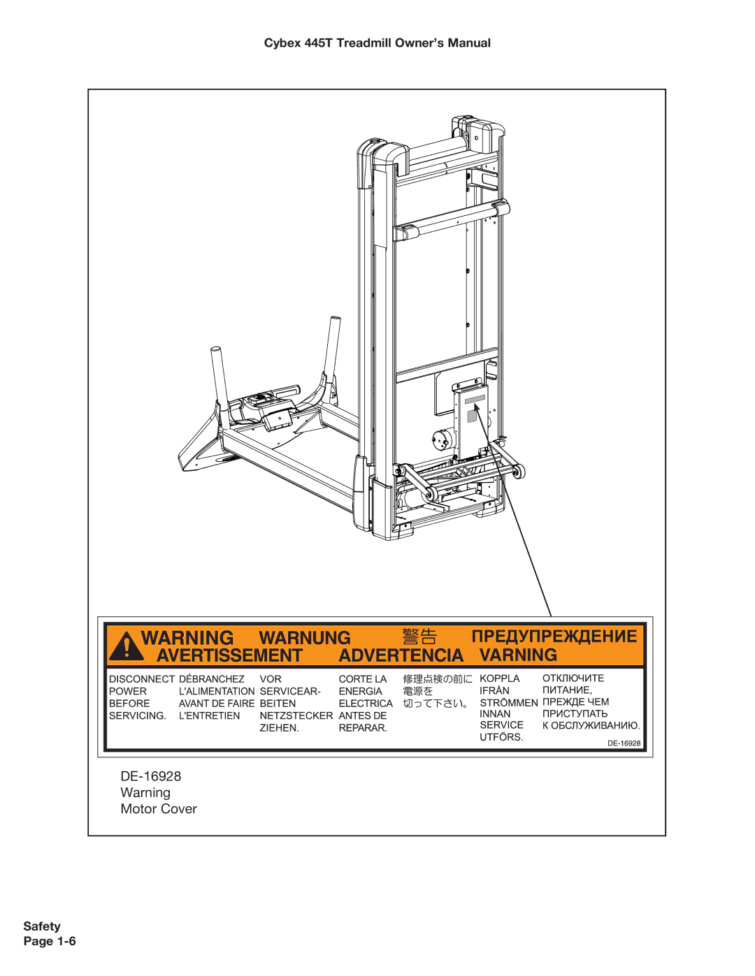 Cybex International CX-445T manual DE-16928 