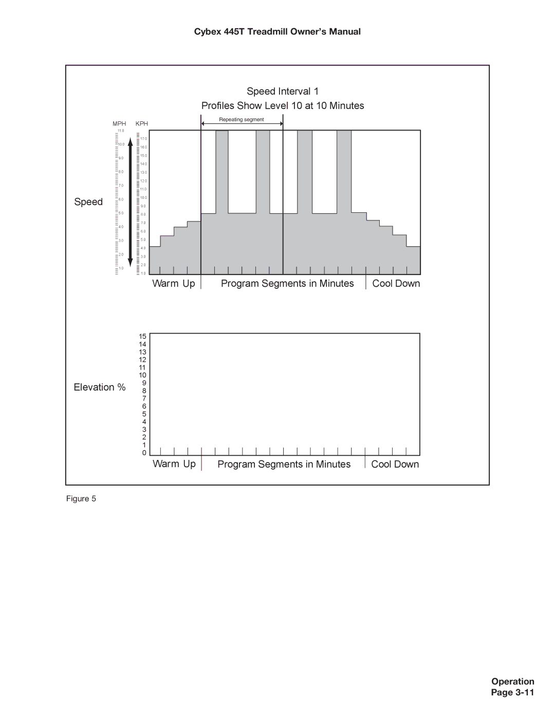 Cybex International CX-445T manual Speed Interval Profiles Show Level 10 at 10 Minutes 