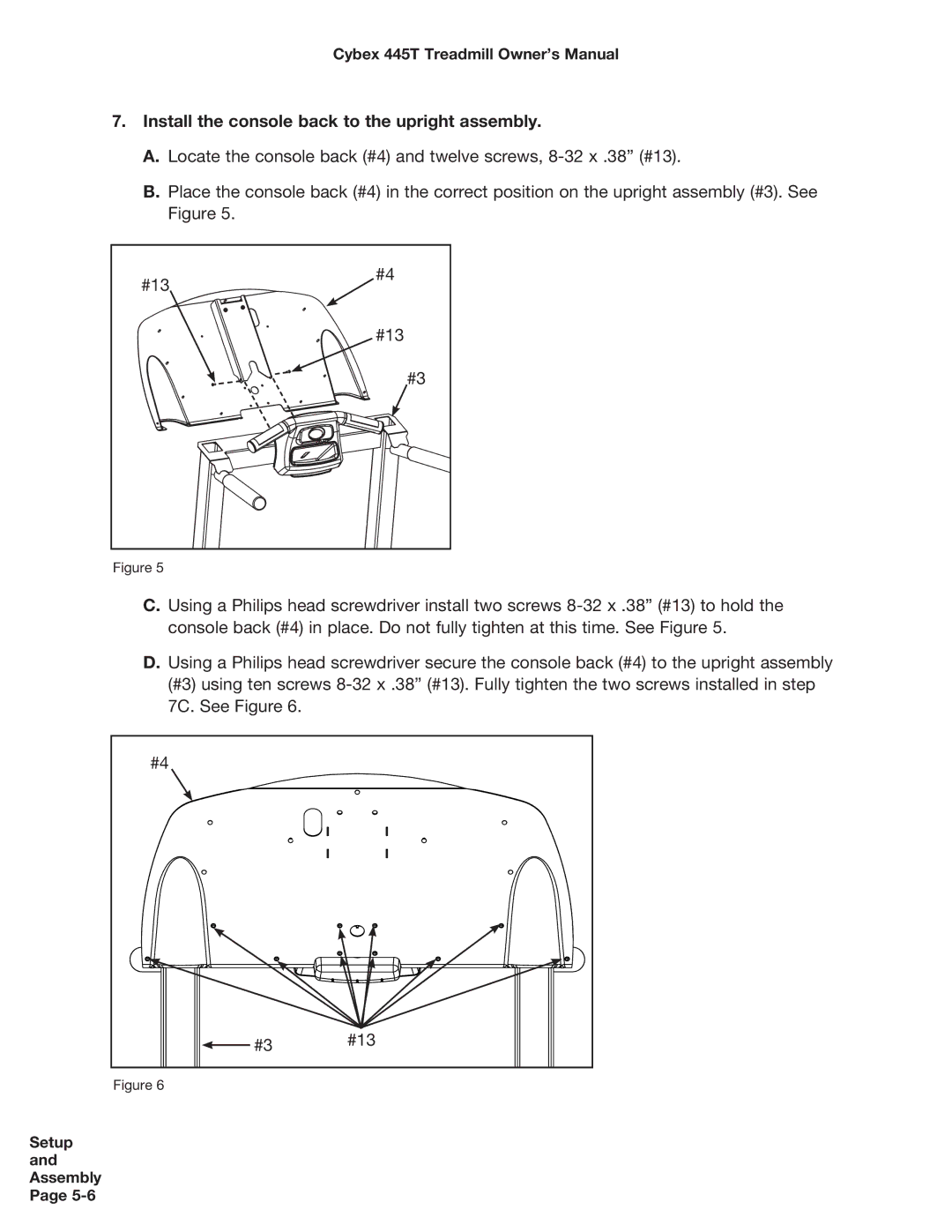 Cybex International CX-445T manual Install the console back to the upright assembly 