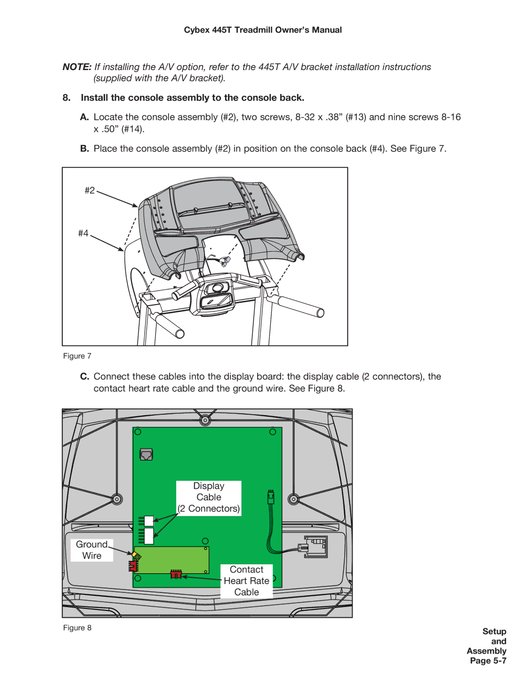 Cybex International CX-445T manual Install the console assembly to the console back 