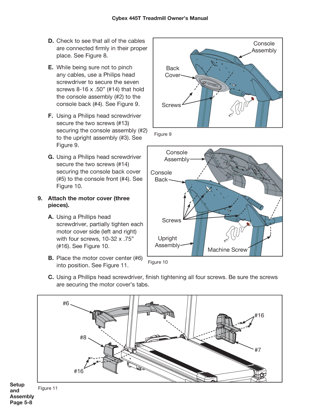 Cybex International CX-445T manual Attach the motor cover three pieces, #16 