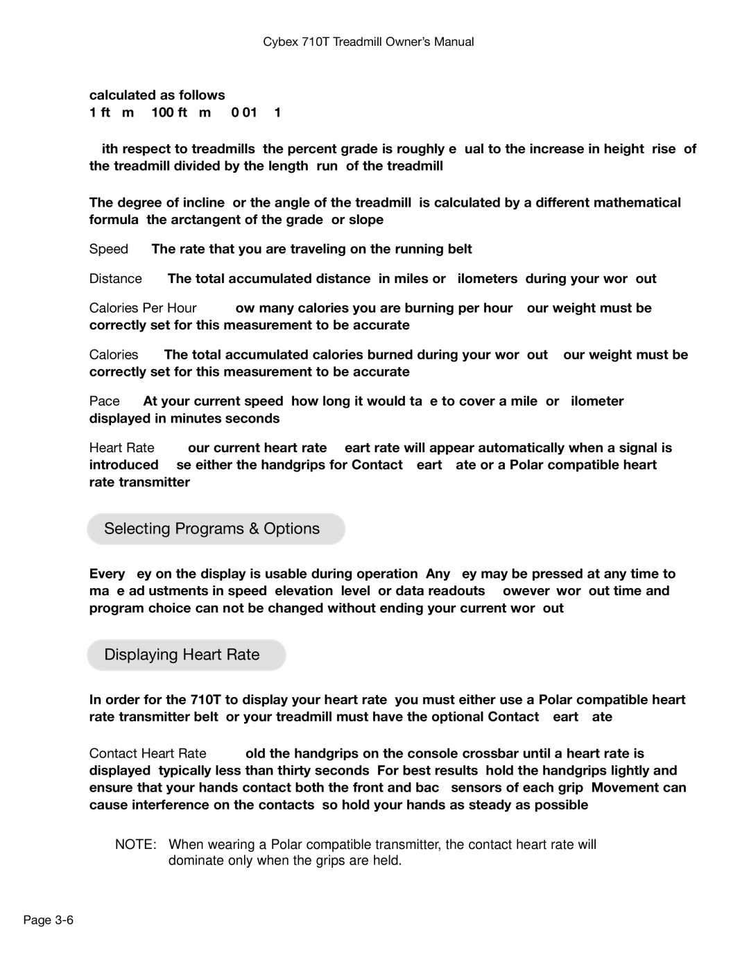 Cybex International 710T, LT-14464-4 Rev H manual Selecting Programs & Options, Displaying Heart Rate 