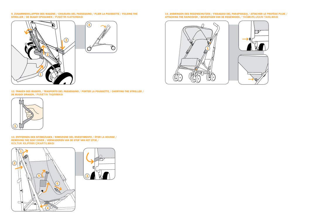 Cybex Strollers CYBEX RUBY manual Koltuk kılıfının çıkartılması 