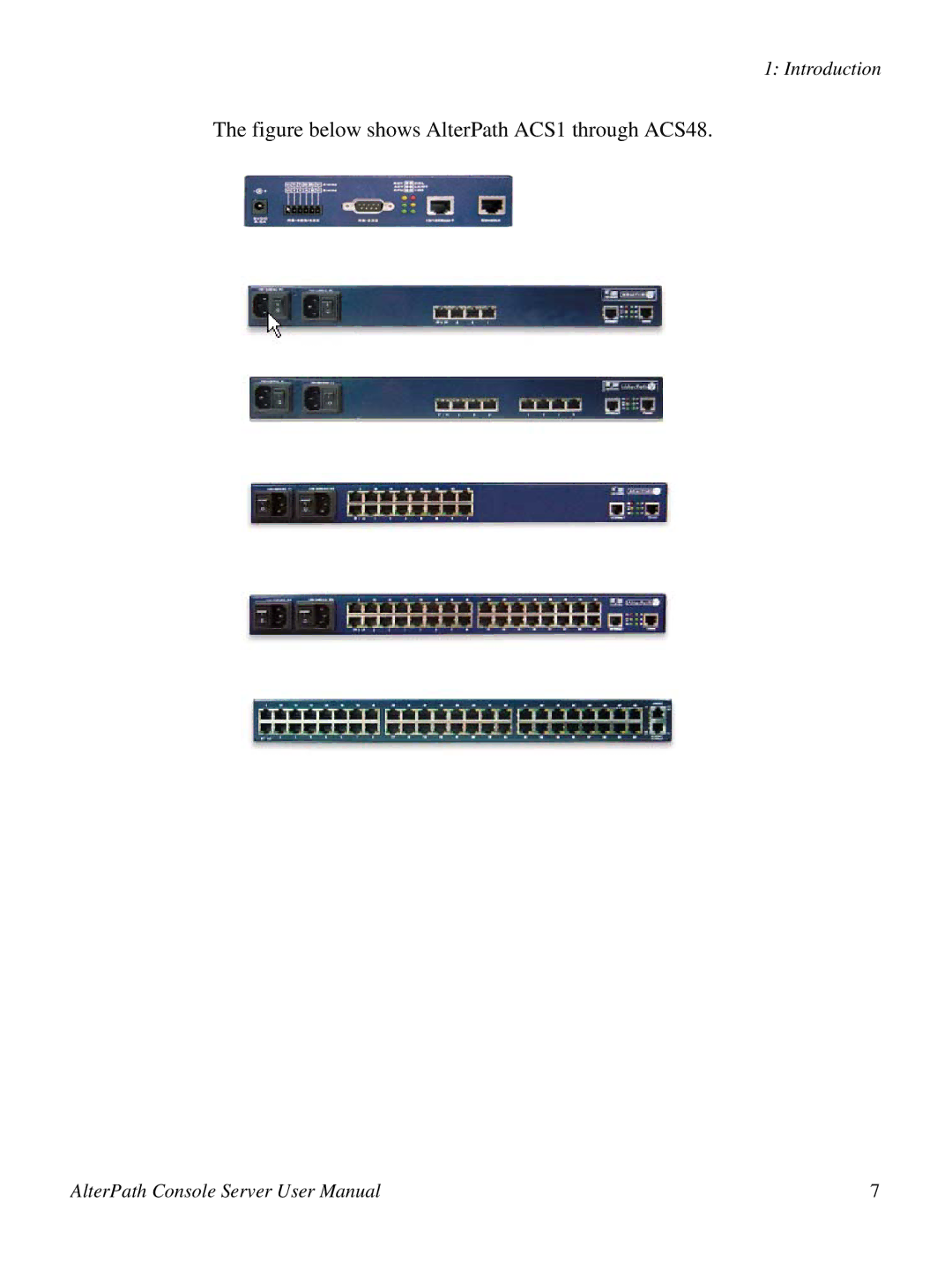 Cyclades 2.3.0 user manual Figure below shows AlterPath ACS1 through ACS48 