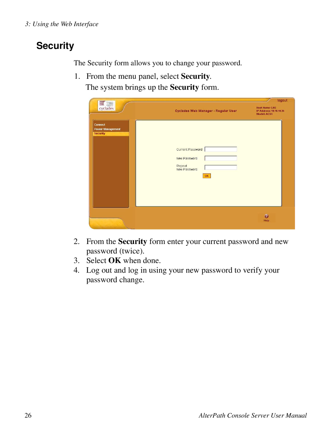 Cyclades ACS48, 2.3.0 user manual Security 