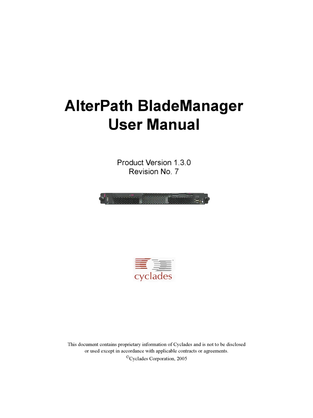 Cyclades AlterPath BladeManager user manual 