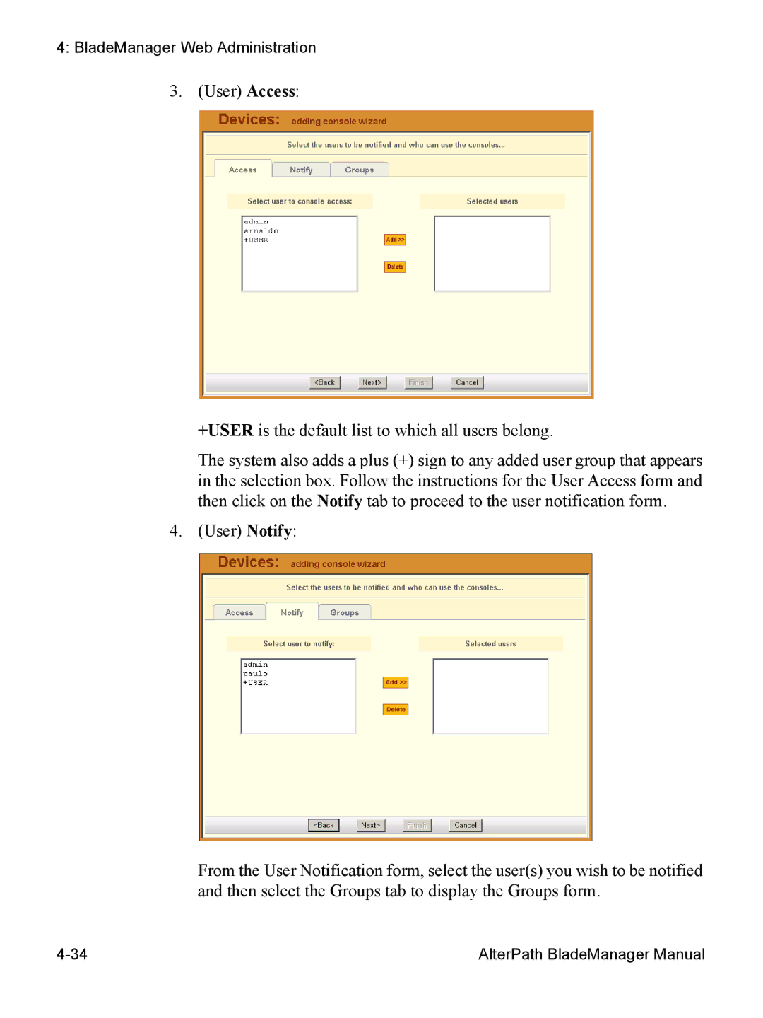 Cyclades AlterPath BladeManager user manual BladeManager Web Administration 