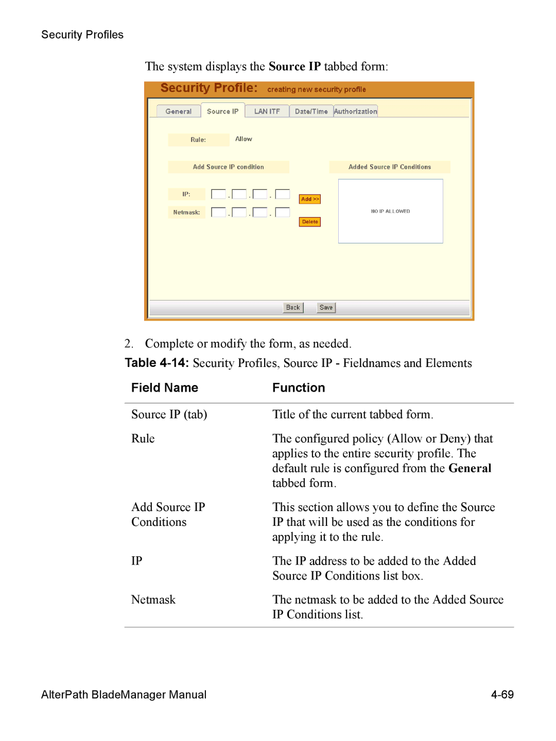 Cyclades AlterPath BladeManager user manual Field Name Function 