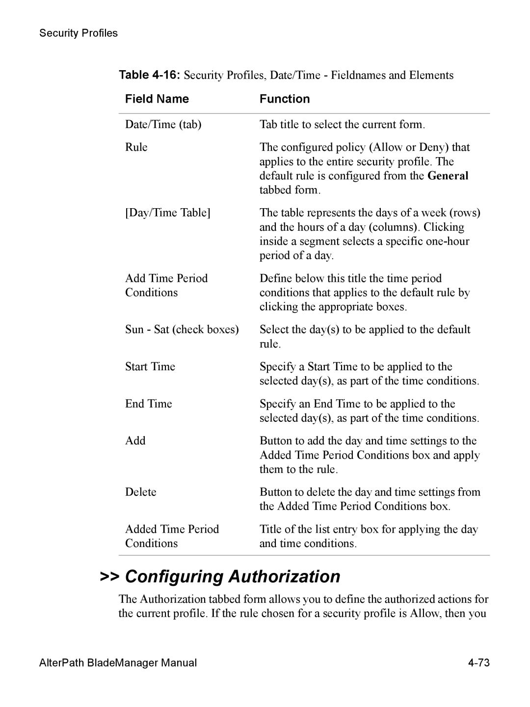 Cyclades AlterPath BladeManager user manual Configuring Authorization 