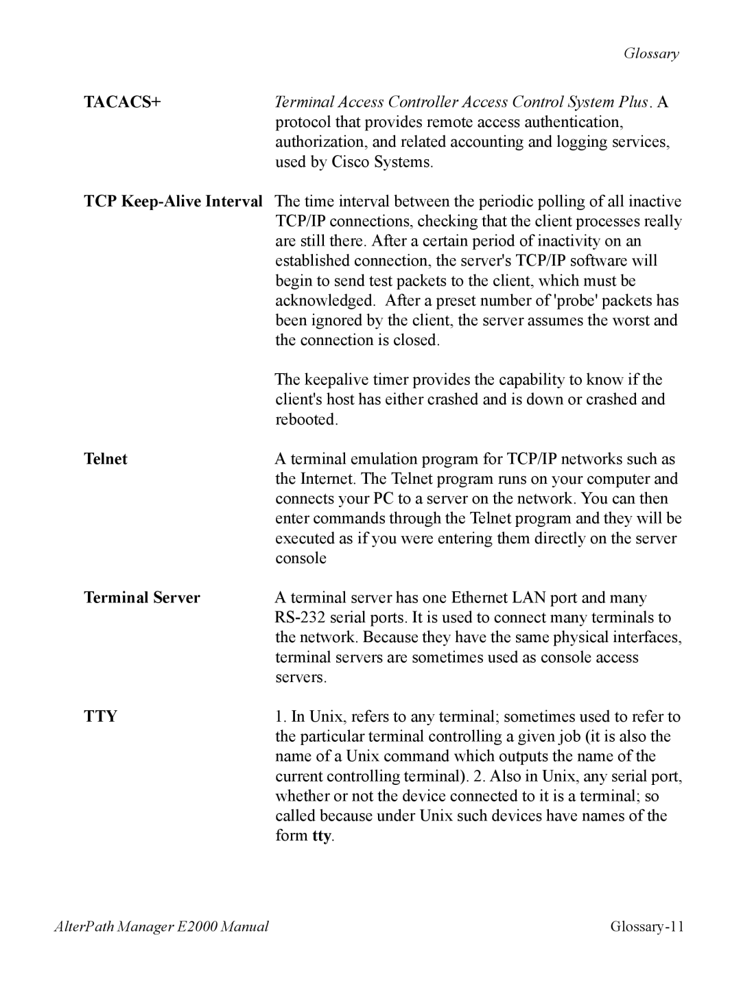 Cyclades AlterPath BladeManager user manual Telnet, Terminal Server 