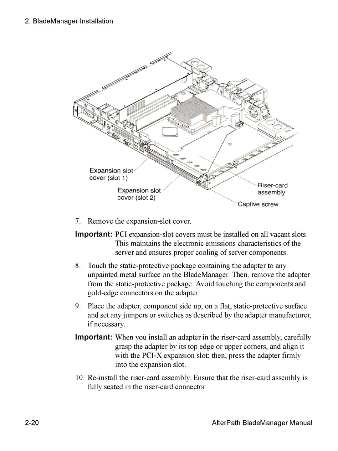 Cyclades AlterPath BladeManager user manual BladeManager Installation 