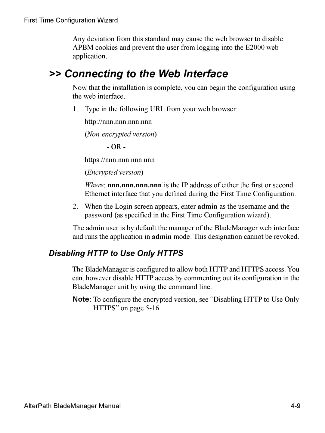 Cyclades AlterPath BladeManager user manual Connecting to the Web Interface, Encrypted version 