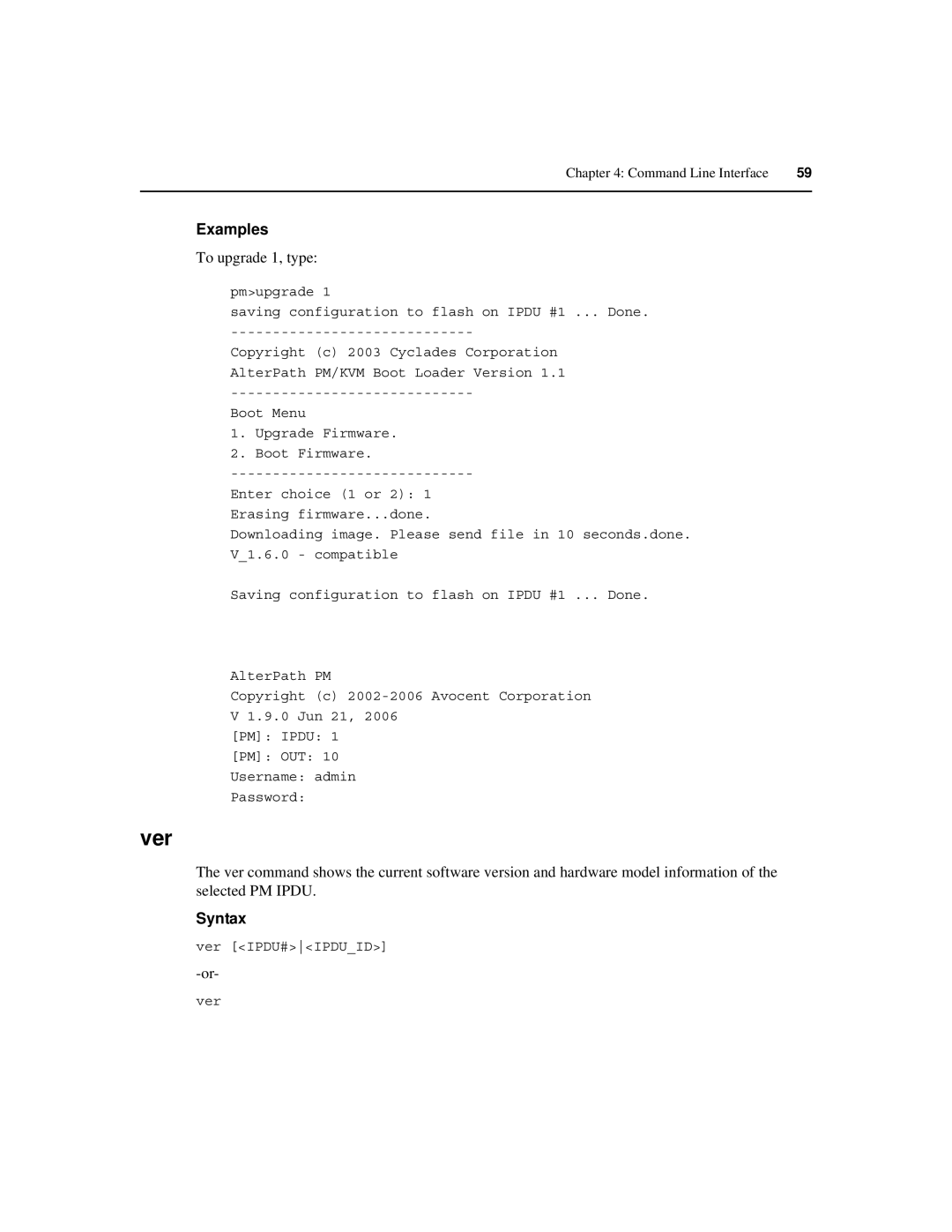 Cyclades PM IPDU manual Ver, To upgrade 1, type 