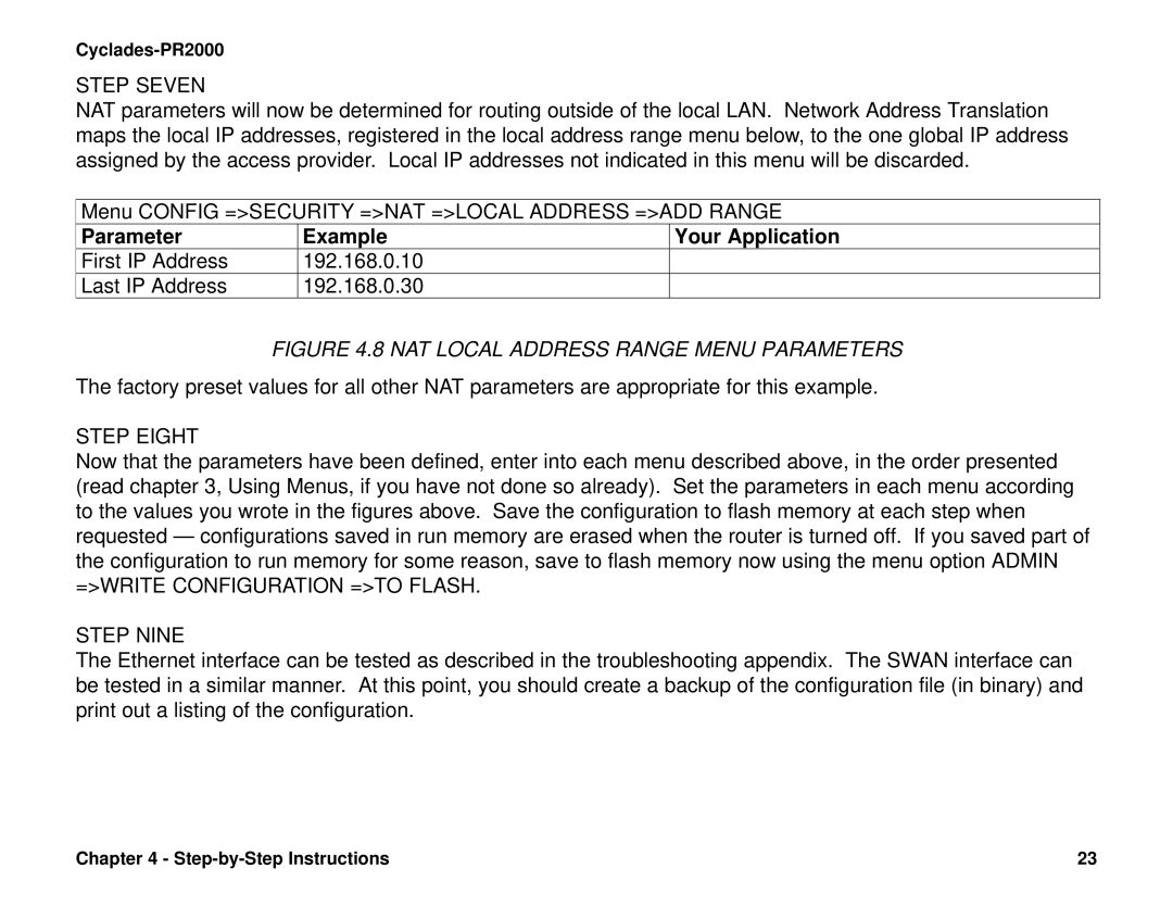 Cyclades PR2000 quick installation manual Step Seven, Step Eight, Step Nine 