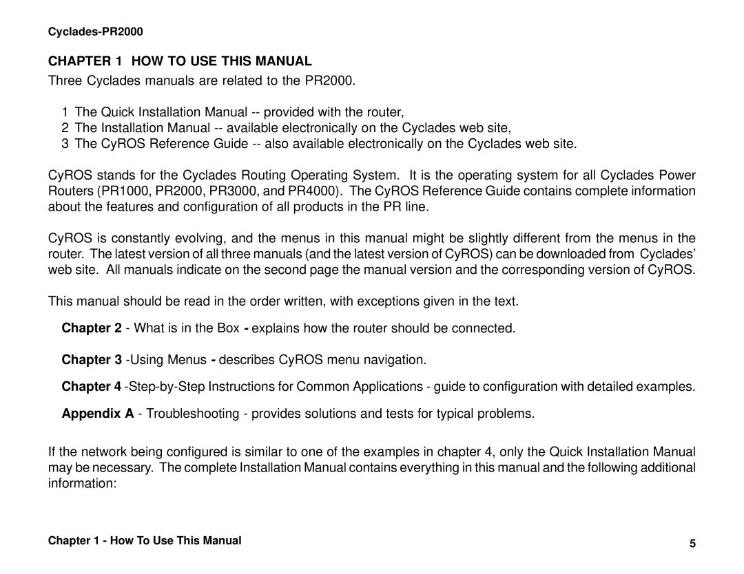 Cyclades PR2000 quick installation manual HOW to USE this Manual 