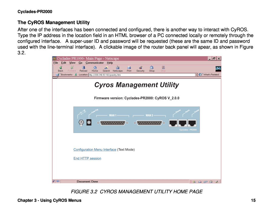 Cyclades PR2000 The CyROS Management Utility, 2 CYROS MANAGEMENT UTILITY HOME PAGE, Cyros Management Utility 