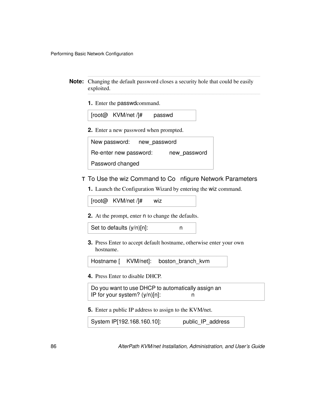 Cyclades User's Guide manual To Use the wiz Command to Configure Network Parameters 