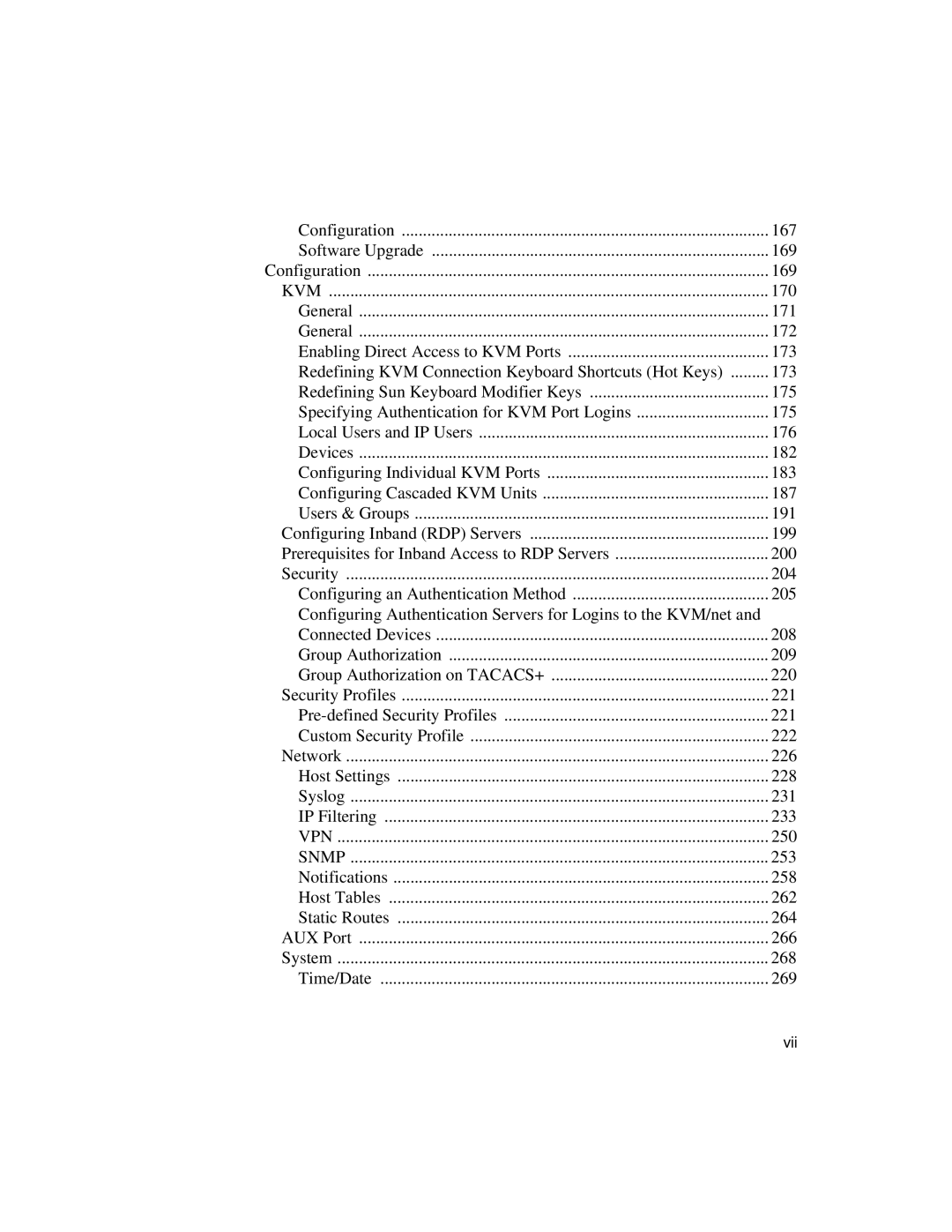 Cyclades User's Guide Configuration 167 Software Upgrade 169, 170, 171, 172, 182, 191, 199, 200, 204, 221, 226, 231, 250 