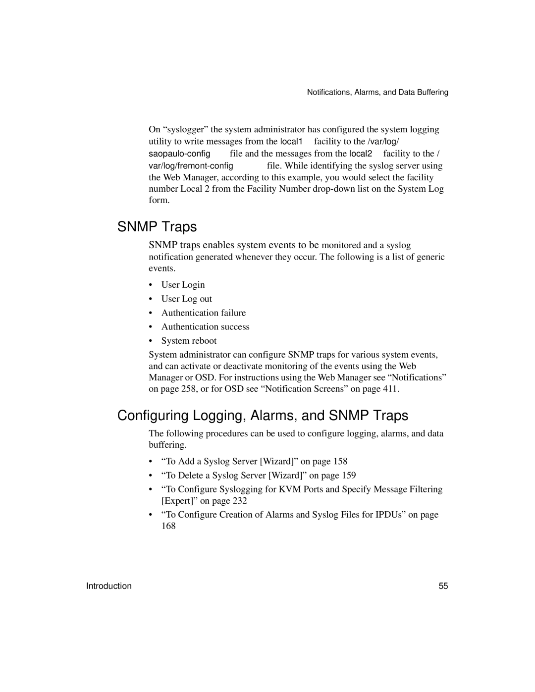 Cyclades User's Guide manual Configuring Logging, Alarms, and Snmp Traps 