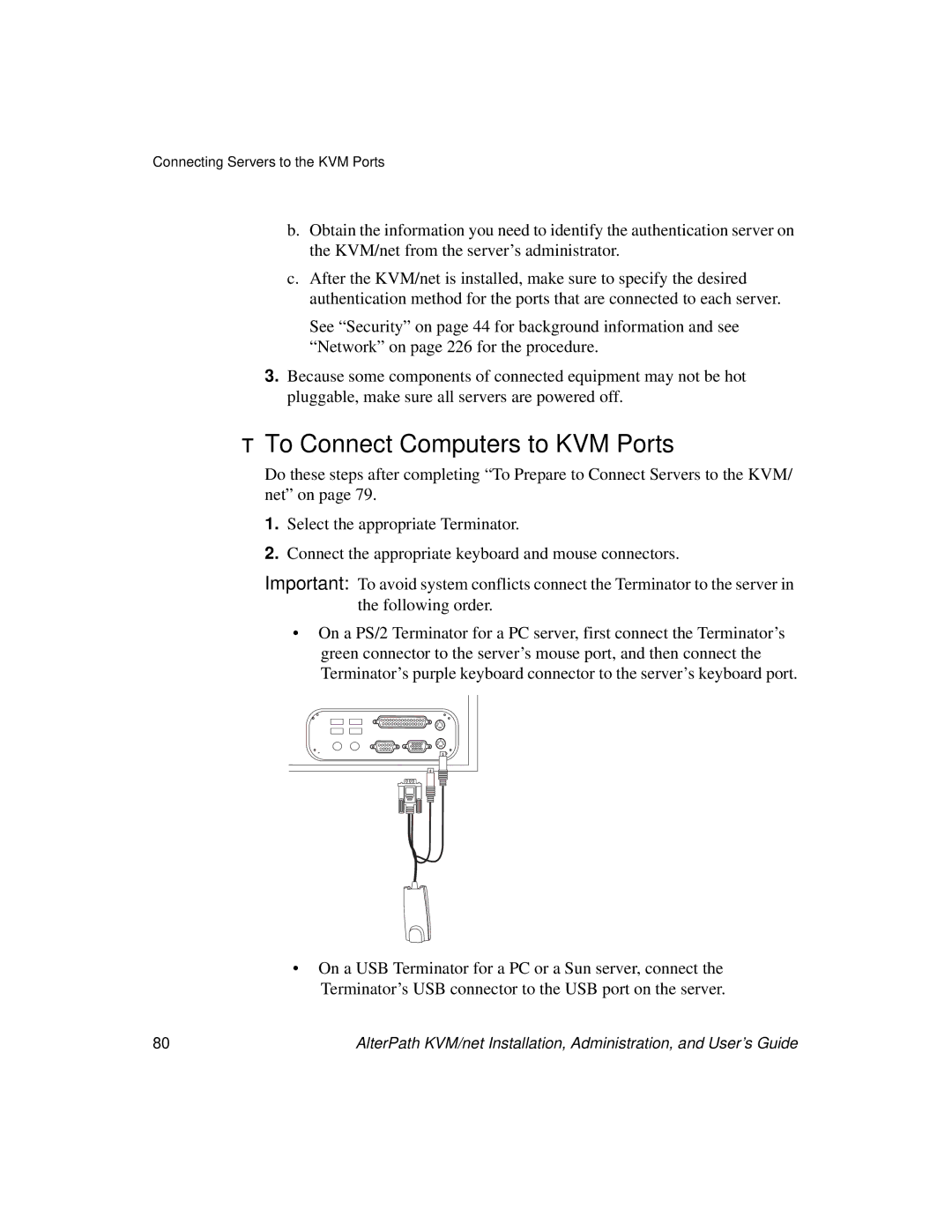 Cyclades User's Guide manual To Connect Computers to KVM Ports 