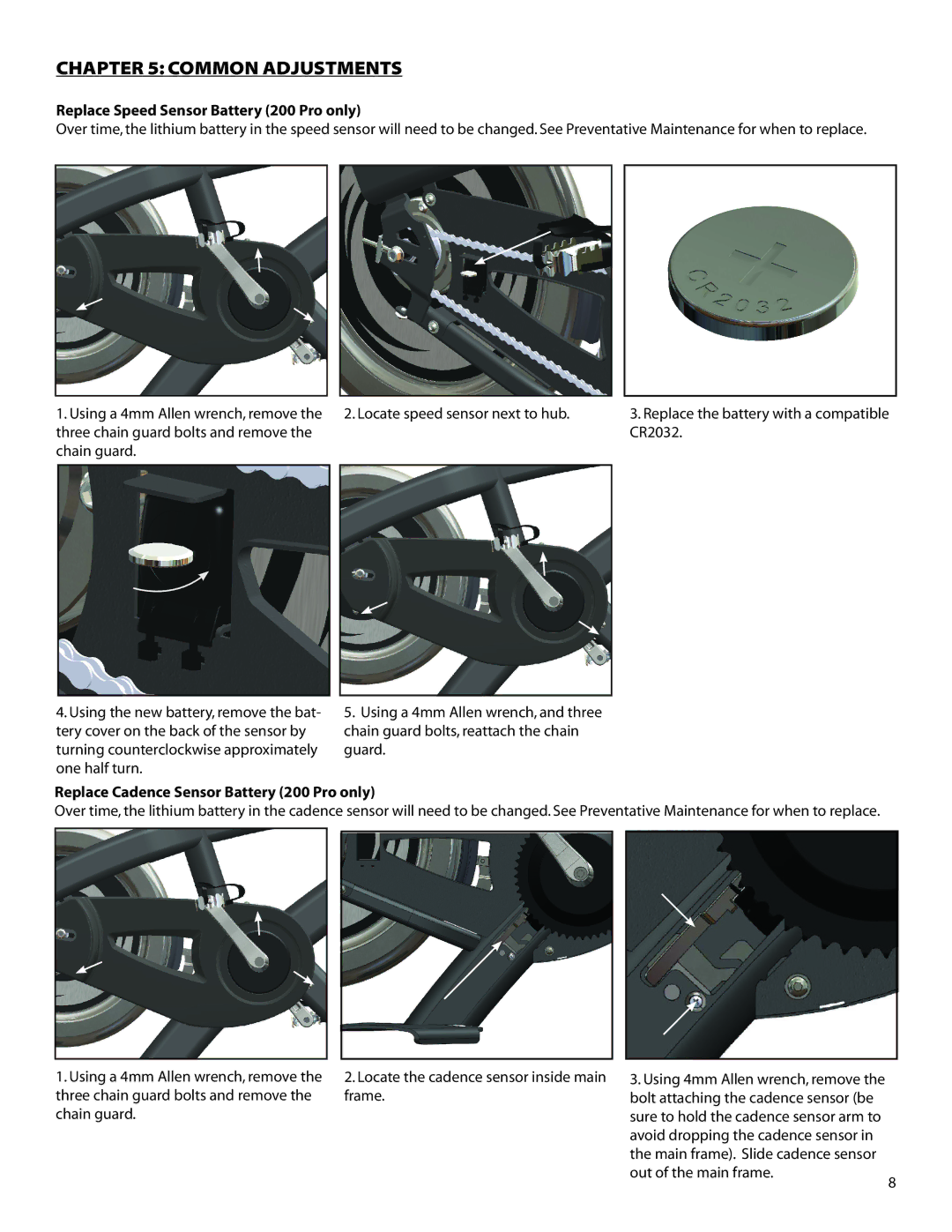 CycleOps 400 PRO, 300 PRO, 200 PRO, 100 PRO manual Common AdJUsTmEnTs, Out of the main frame 