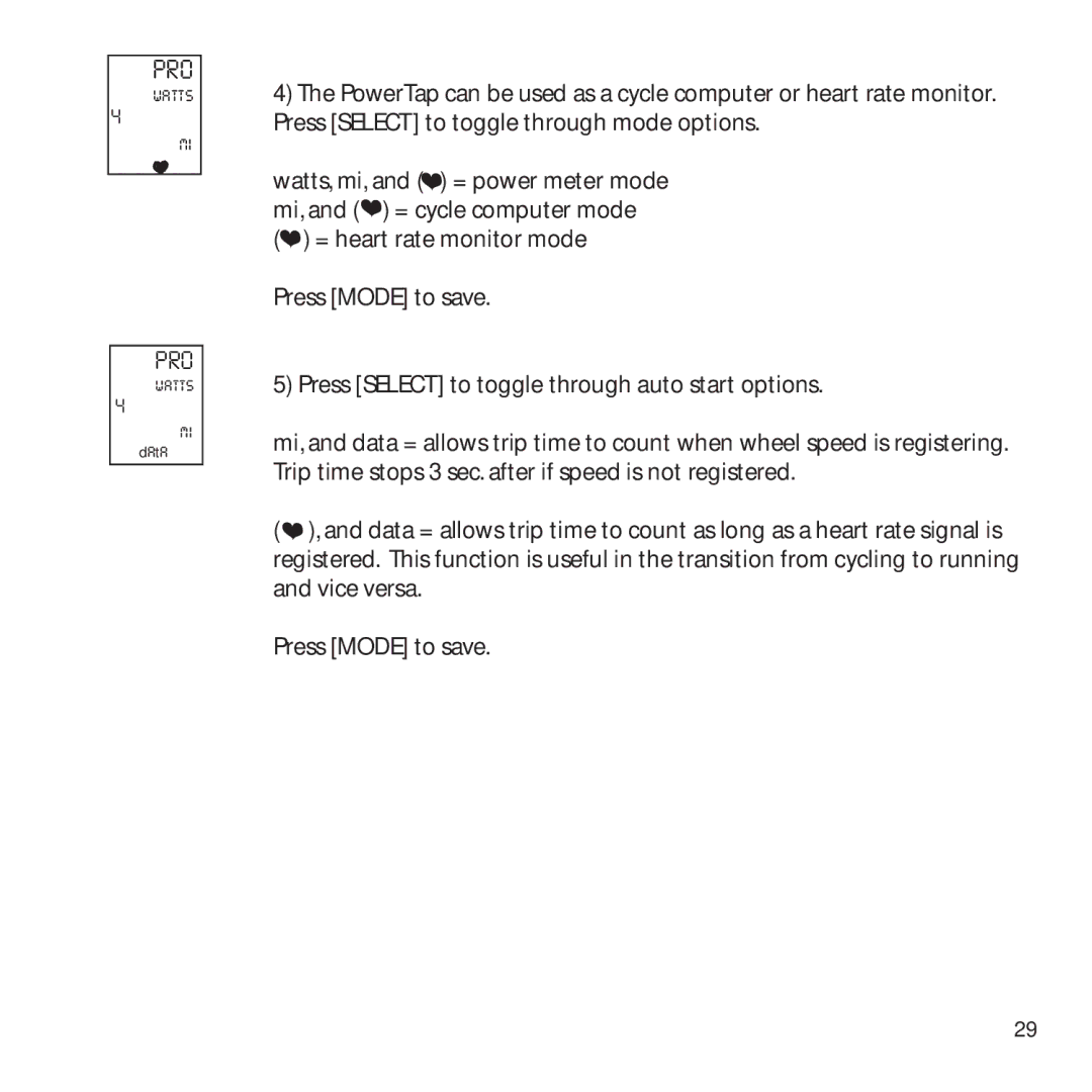 CycleOps PowerTap owner manual Data 