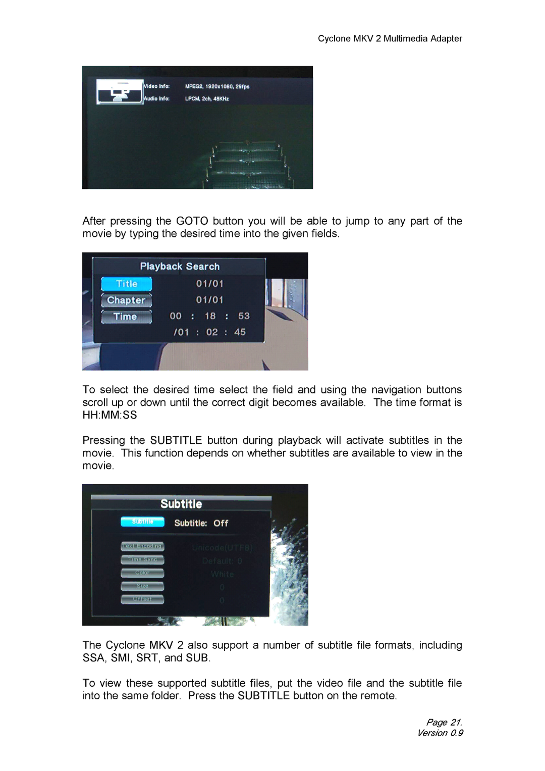 CyClone 1080P user manual Version 