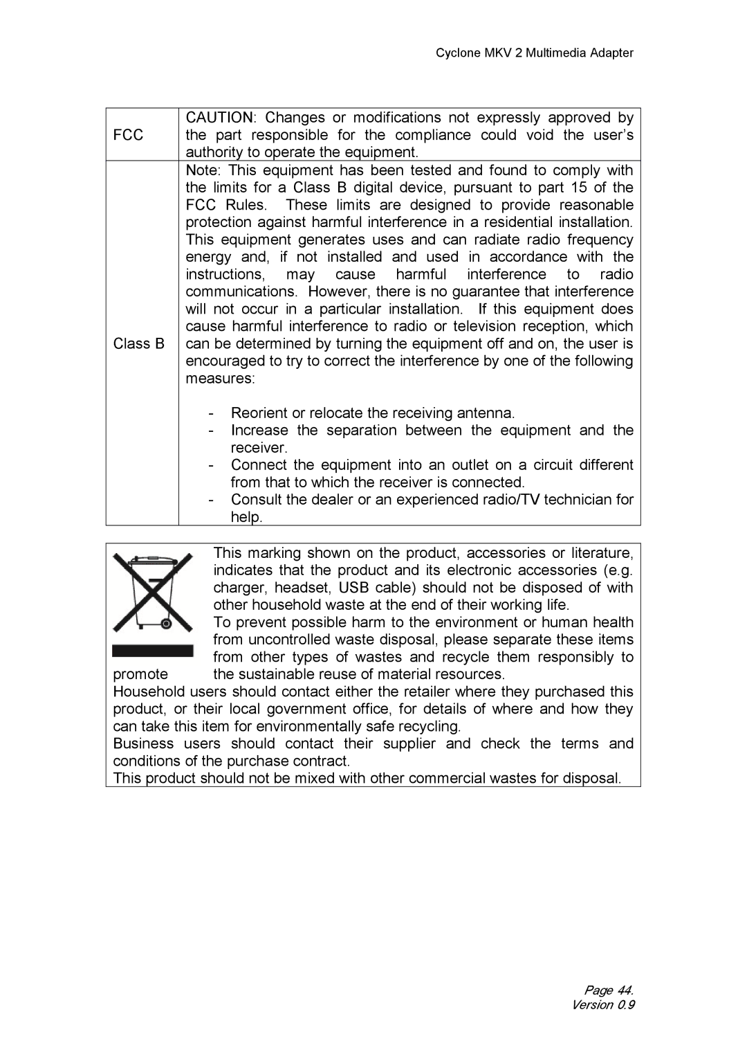 CyClone 1080P user manual Fcc 