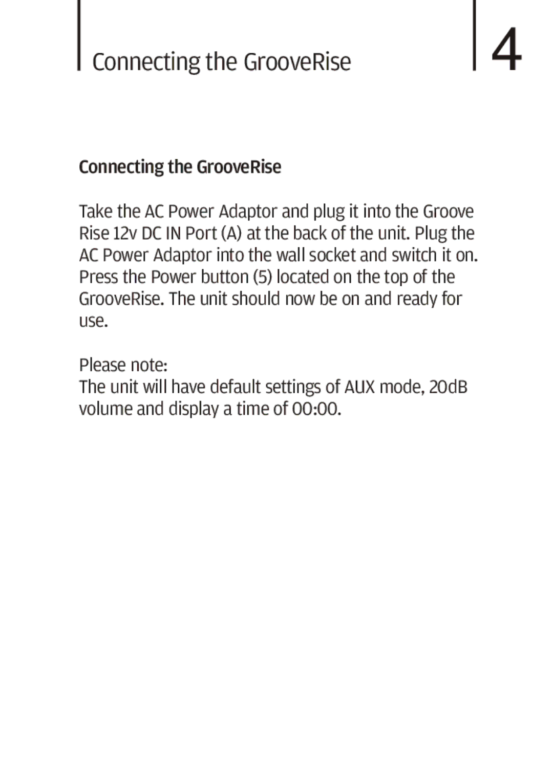 Cygnett iPod Speaker manual Connecting the GrooveRise 