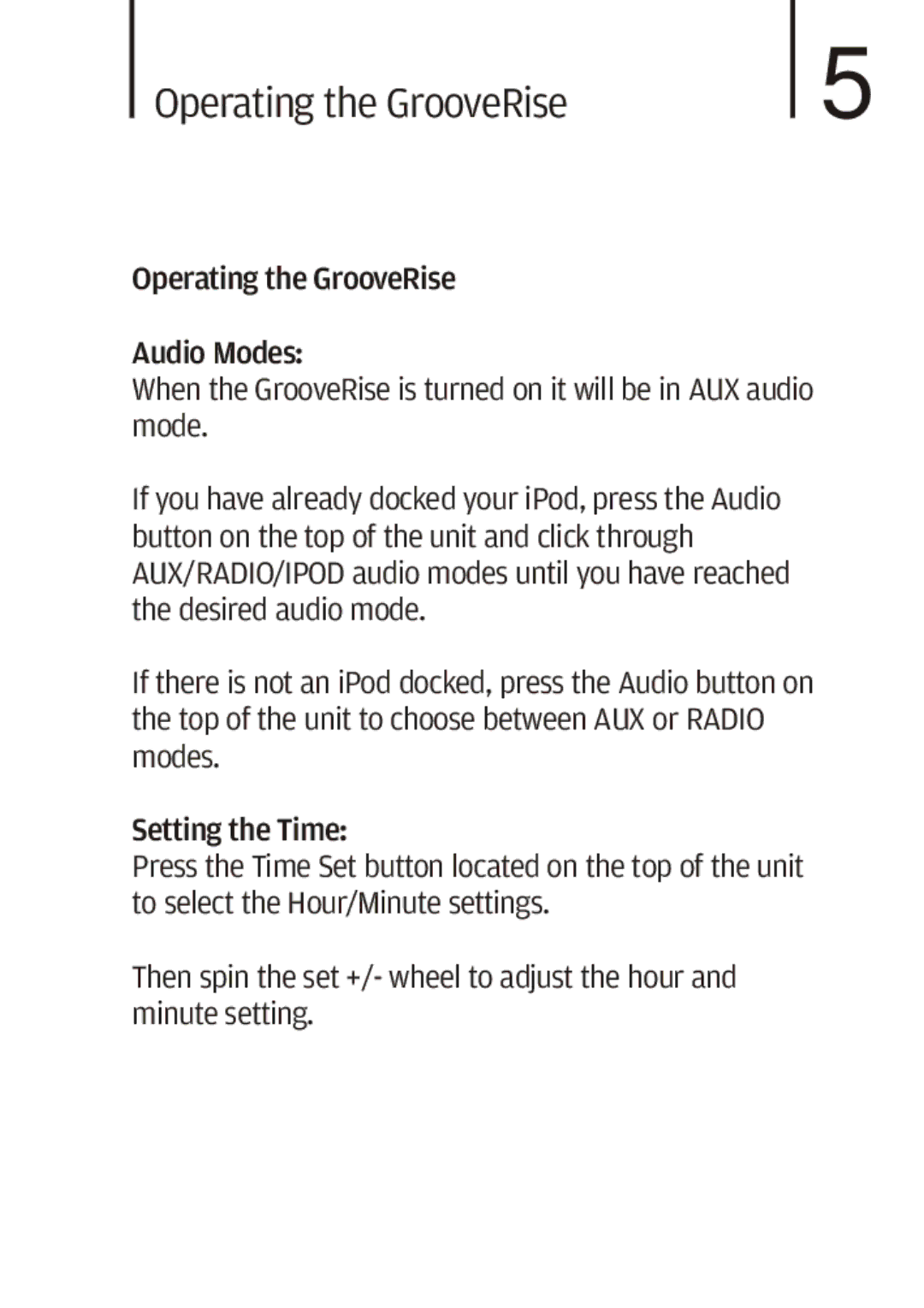 Cygnett iPod Speaker manual Operating the GrooveRise 