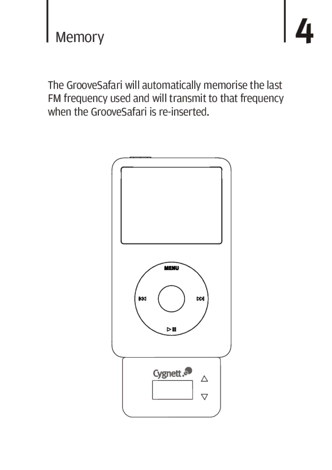 Cygnett Mini Wireless FM transmitter manual Memory 