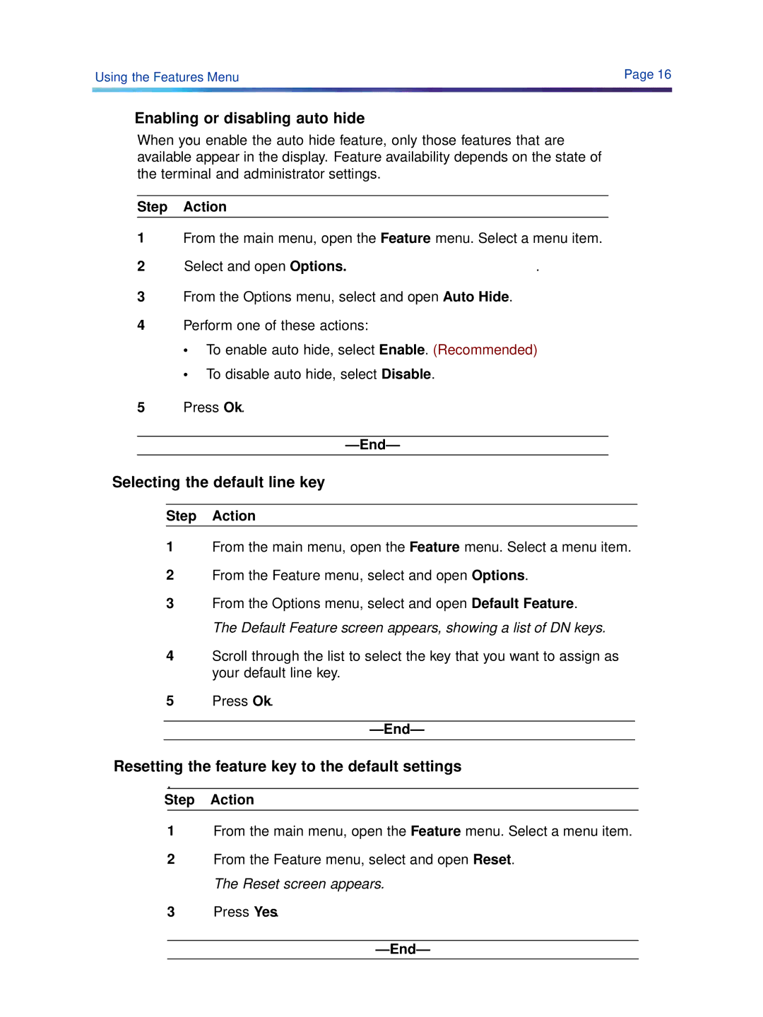 Cypress 1140 manual Enabling or disabling auto hide 