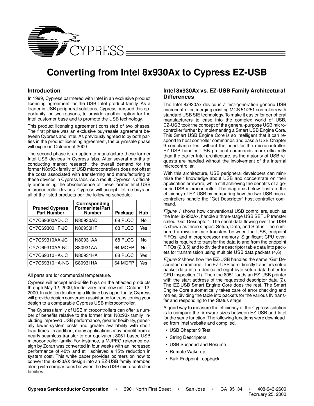 Cypress manual Introduction, Intel 8x930Ax vs. EZ-USB Family Architectural Differences, Corresponding Pruned Cypress 