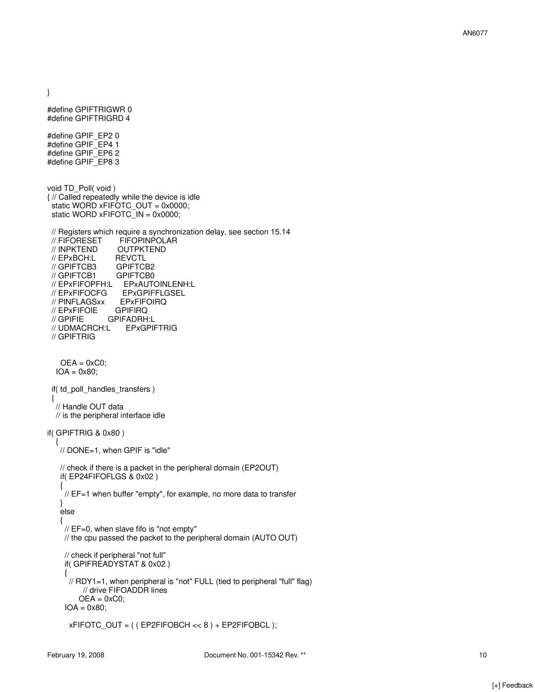 Cypress AN6077, FX2LP manual Gpiftrig 