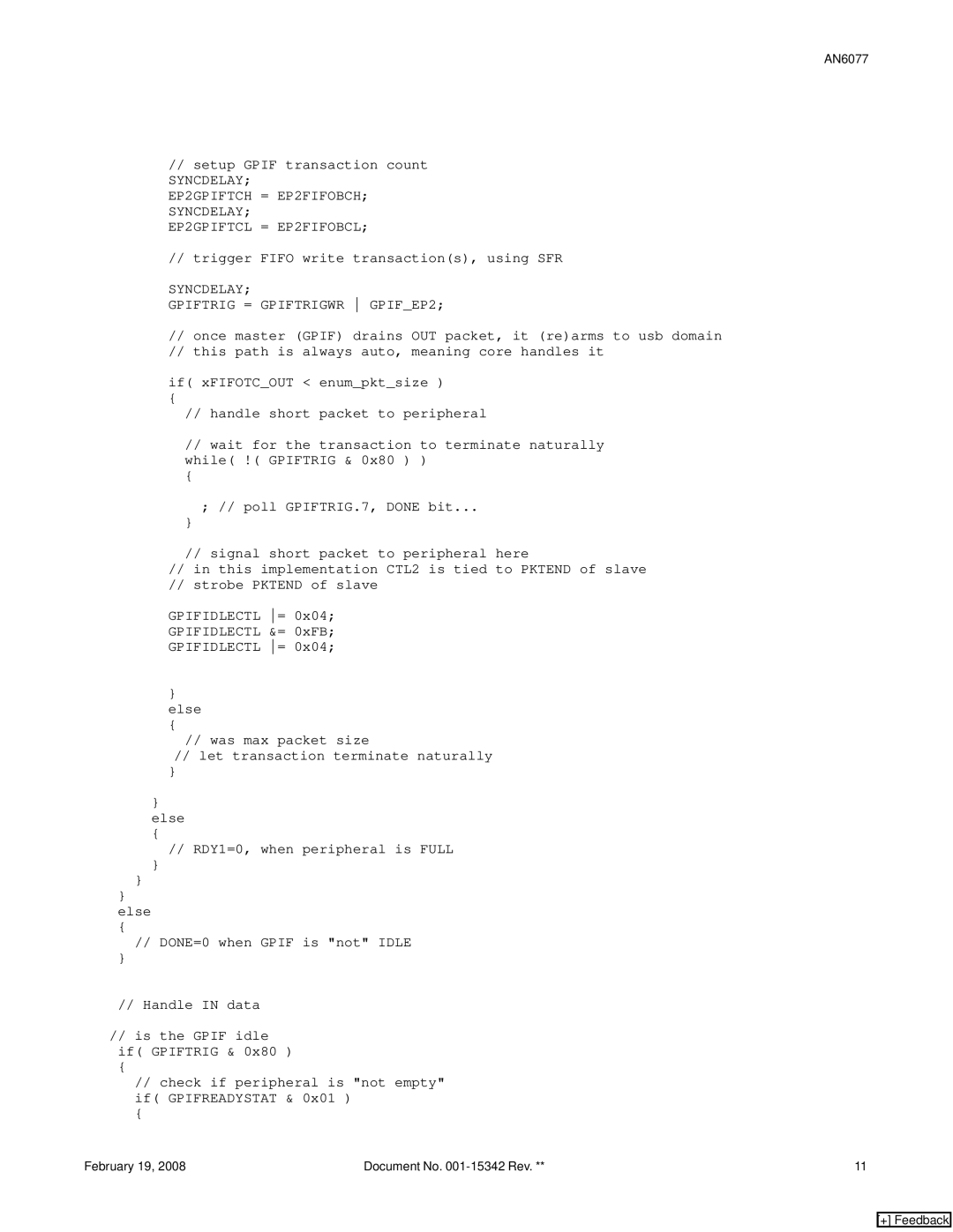 Cypress FX2LP, AN6077 manual Trigger Fifo write transactions, using SFR 