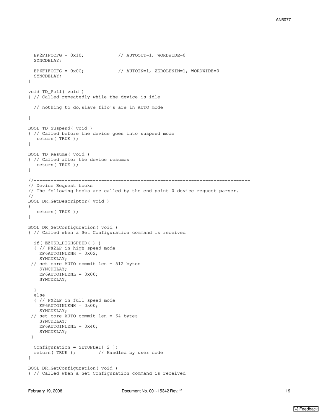 Cypress FX2LP, AN6077 manual AUTOOUT=1, WORDWIDE=0, AUTOIN=1, ZEROLENIN=1, WORDWIDE=0 