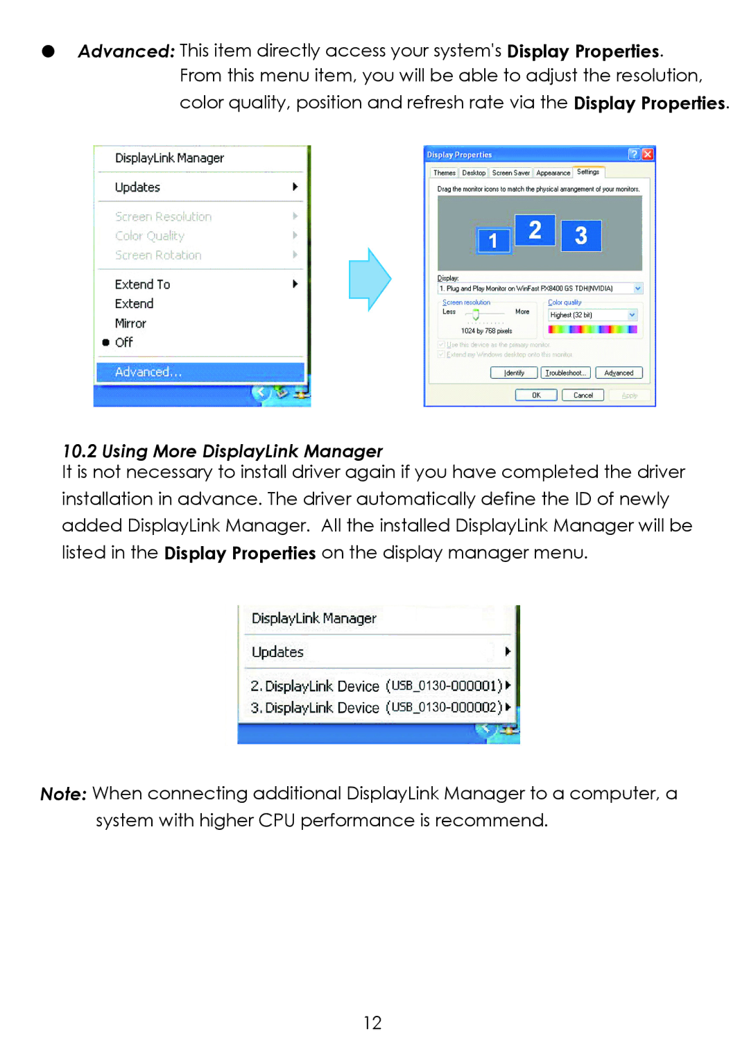 Cypress CDL-160ETH operation manual Using More DisplayLink Manager 