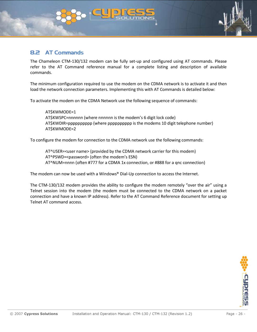 Cypress CTM-130 manual AT Commands, AT$KWMODE=1 