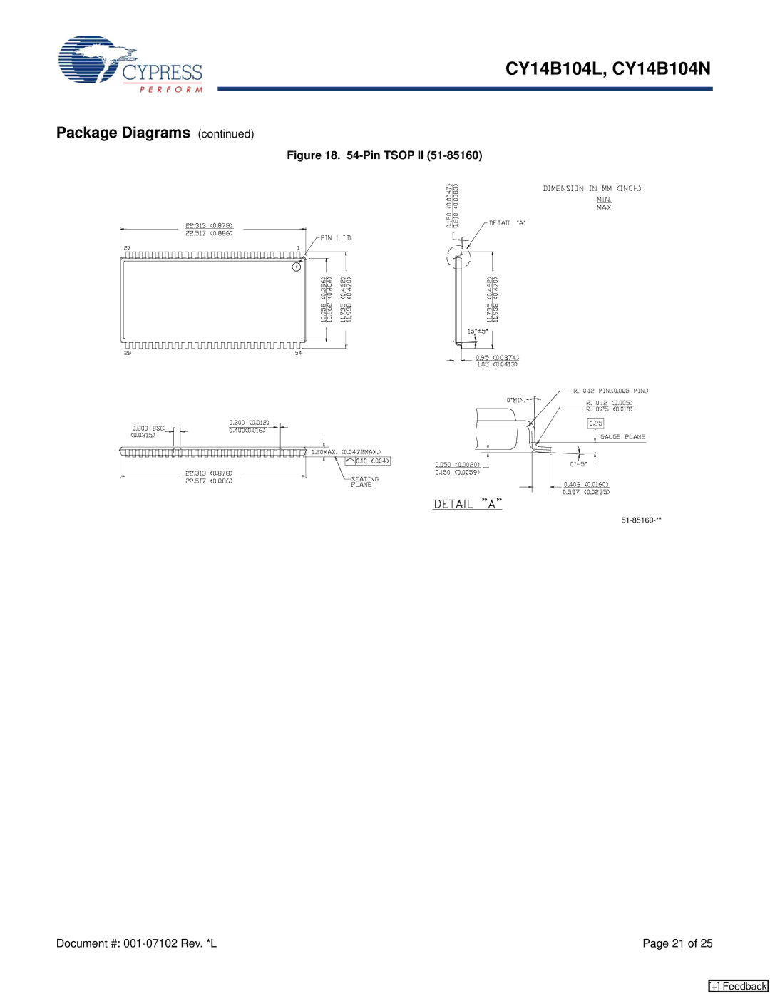 Cypress CY14B104N, CY14B104L manual 51-85160 