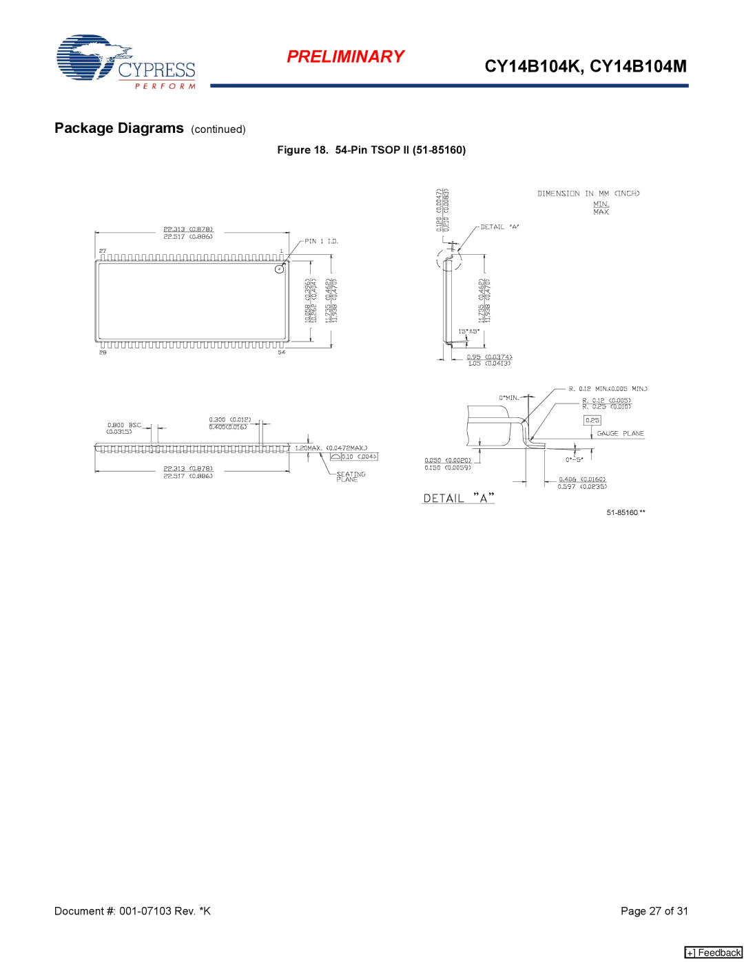 Cypress CY14B104K, CY14B104M manual 51-85160 