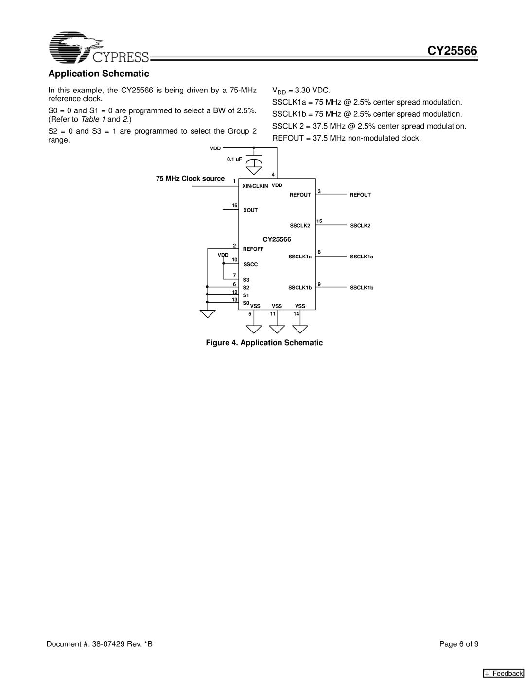 Cypress CY25566 manual Application Schematic 