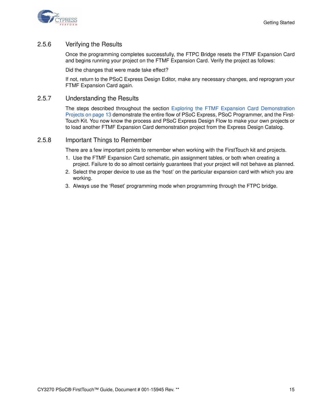 Cypress CY3270 manual Verifying the Results, Understanding the Results, Important Things to Remember 