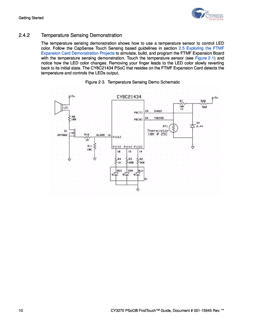 Cypress CY3270 manual Temperature Sensing Demonstration 
