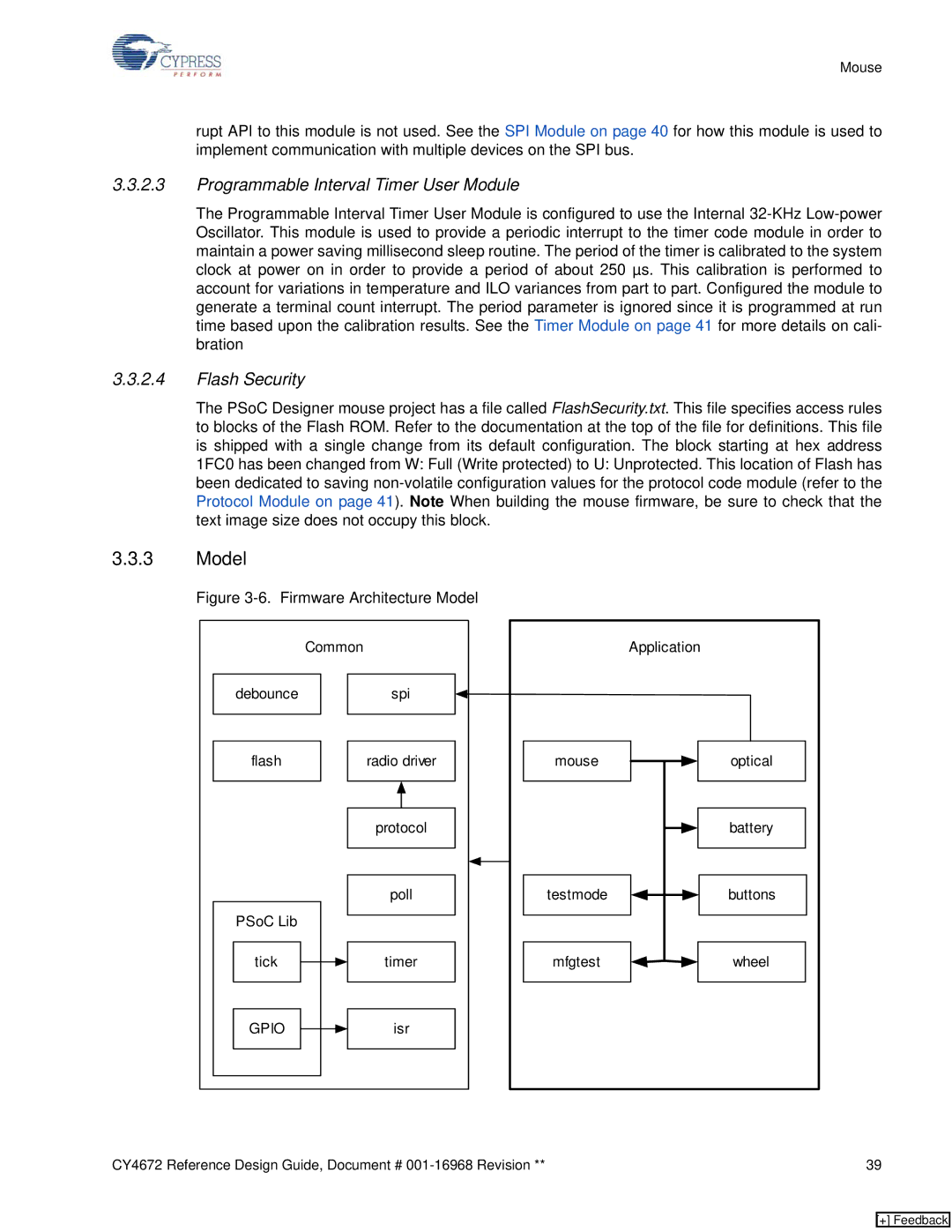 Cypress CY4672 manual Model, Programmable Interval Timer User Module, Flash Security 