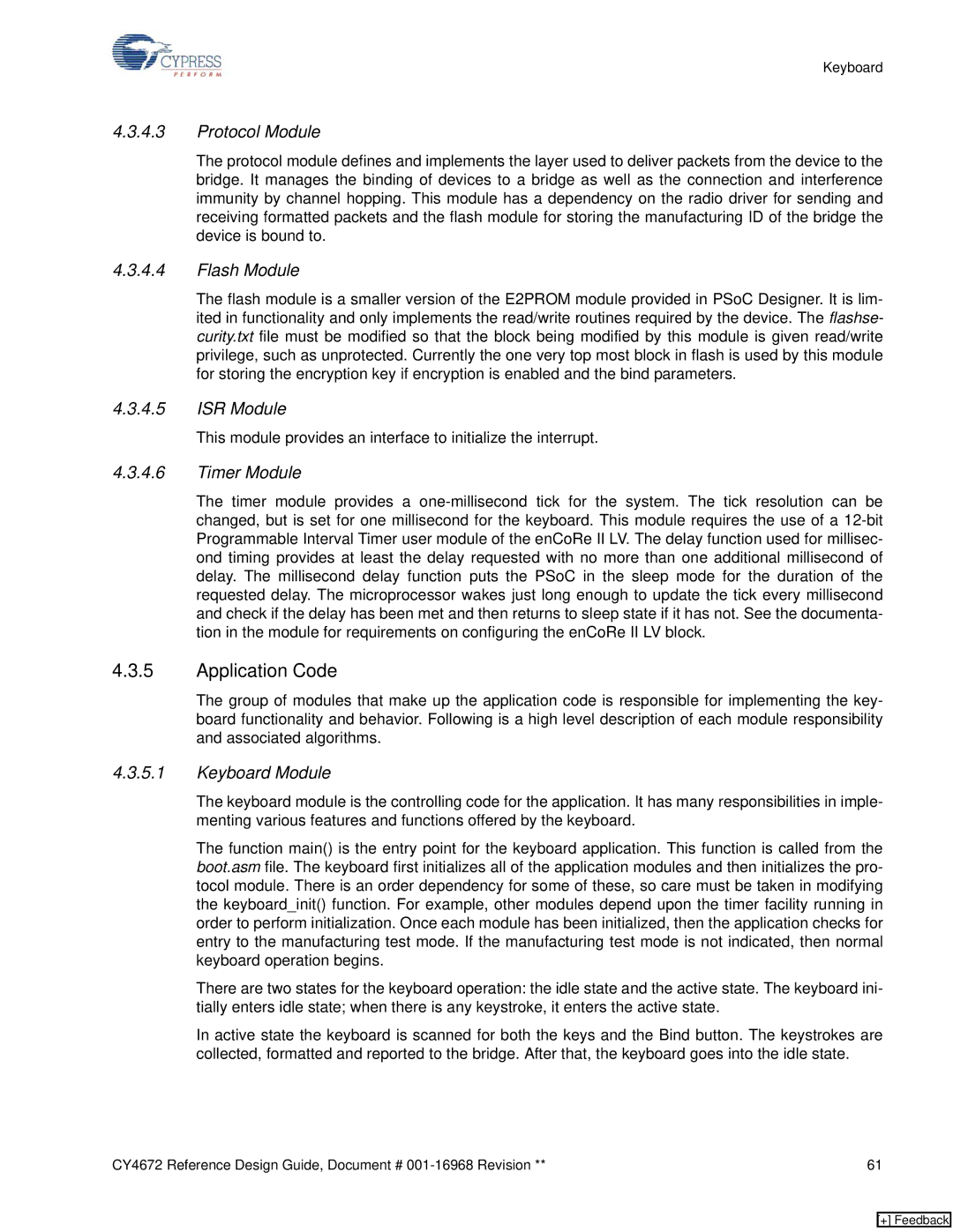 Cypress CY4672 manual Protocol Module, Keyboard Module 