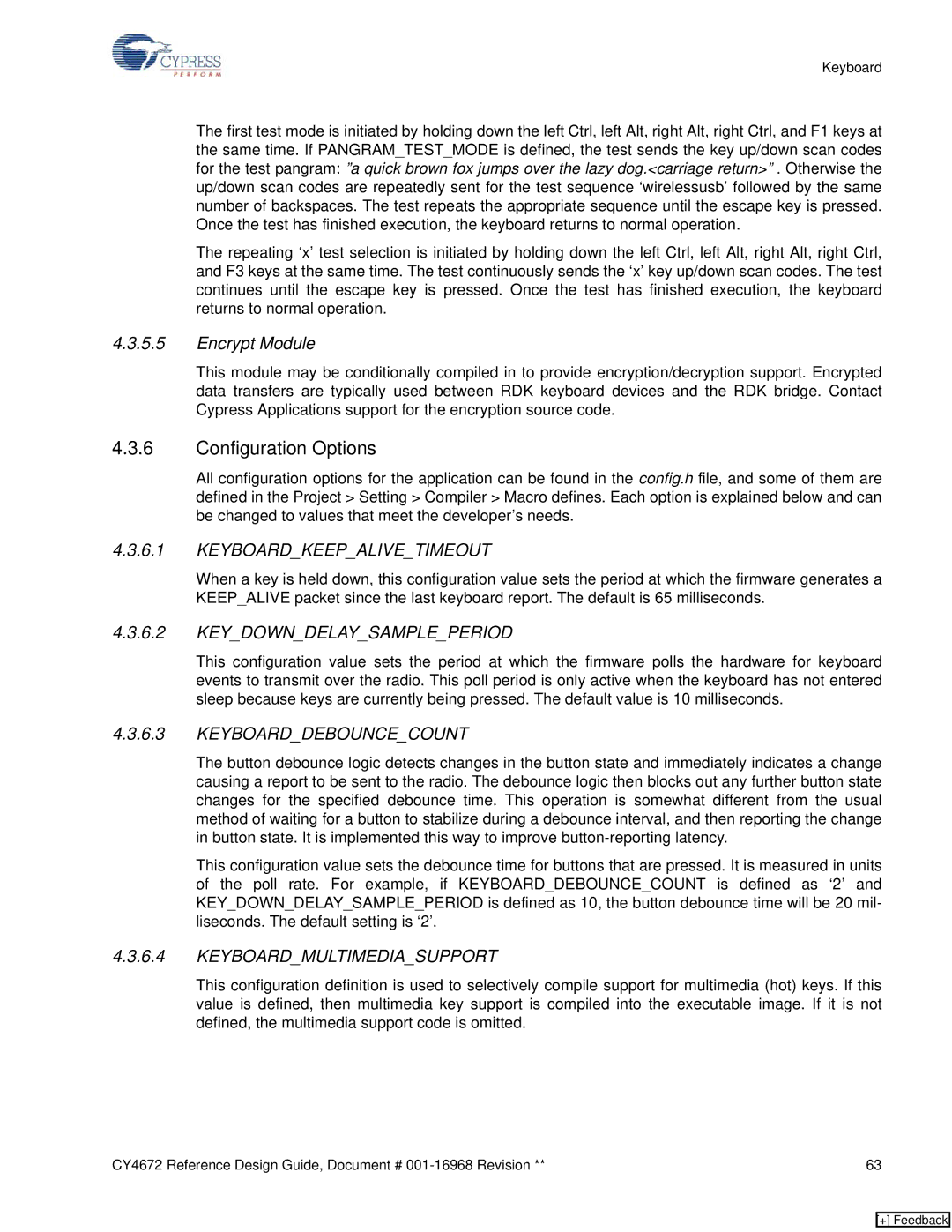 Cypress CY4672 manual Encrypt Module, Keyboardkeepalivetimeout 