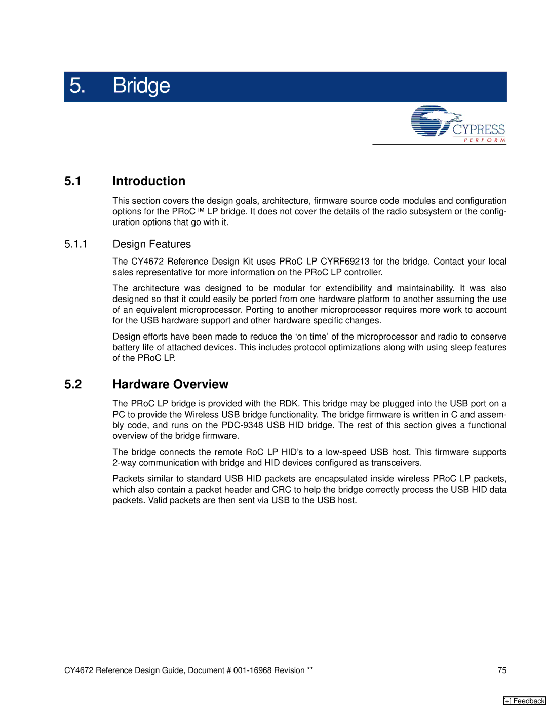 Cypress CY4672 manual Bridge, Introduction 