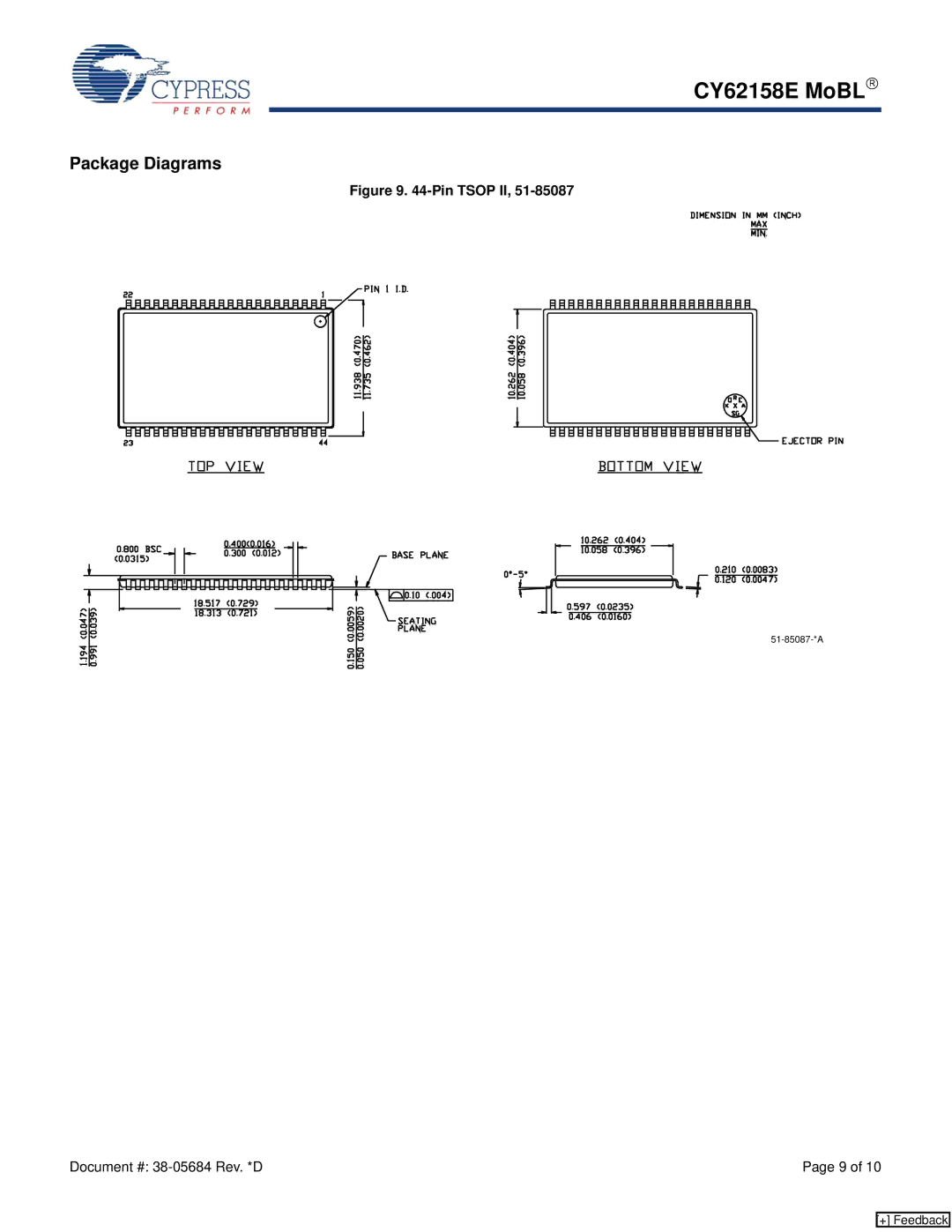 Cypress CY62158E manual Package Diagrams 