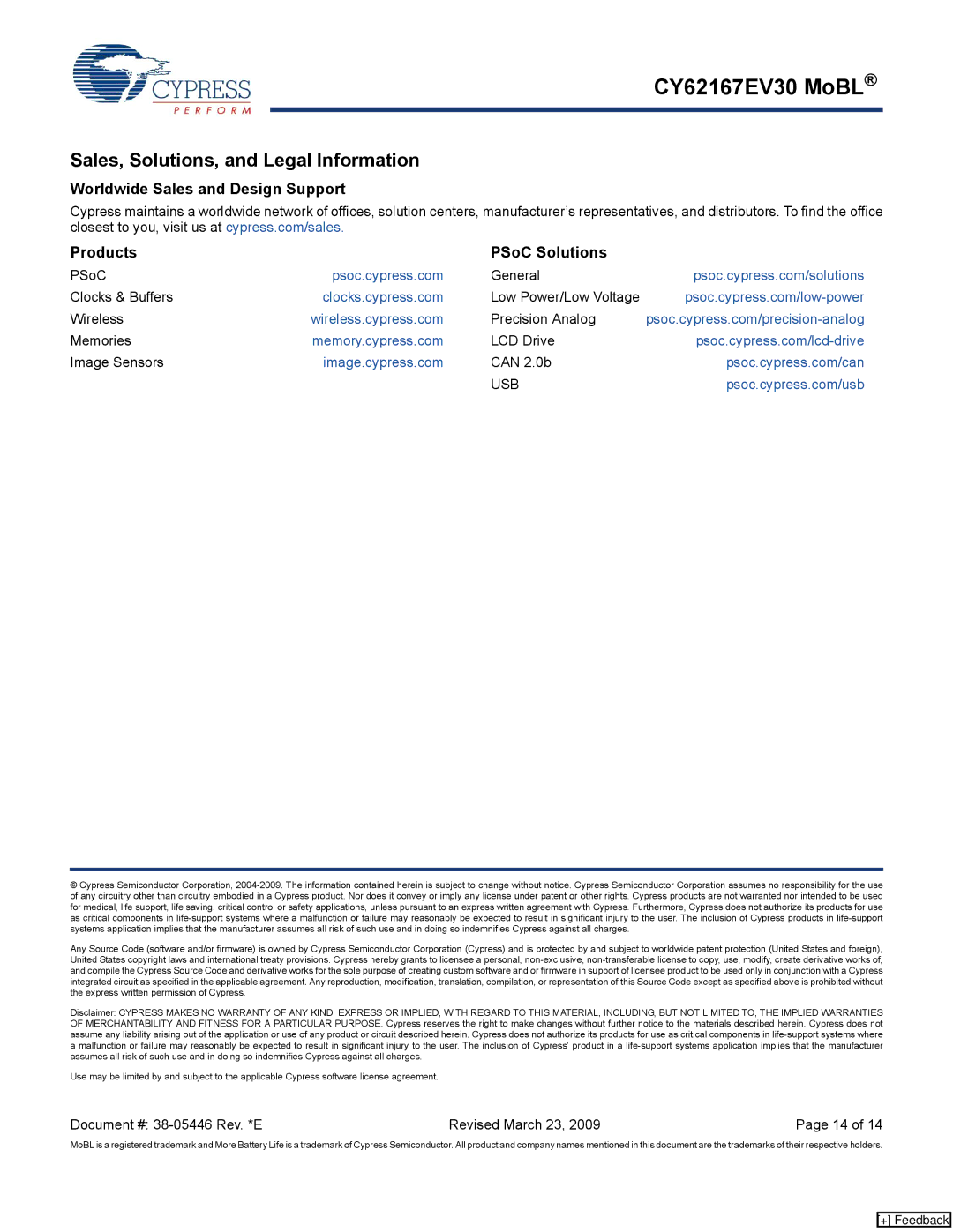 Cypress CY62167EV30 manual Sales, Solutions, and Legal Information, Usb 