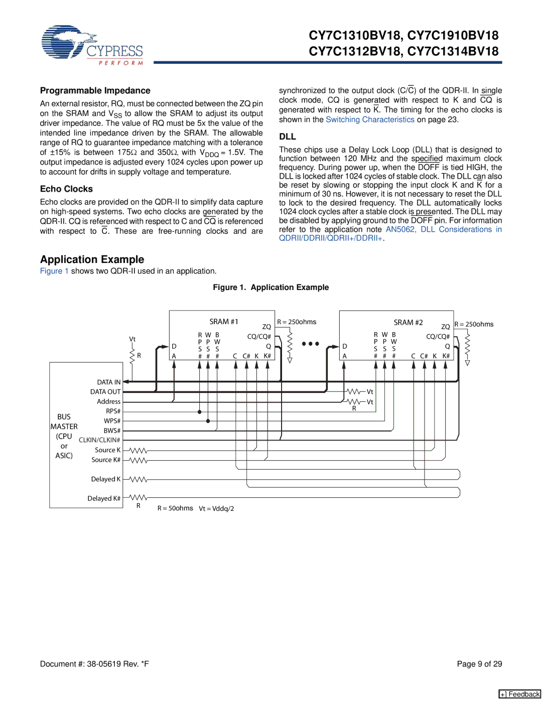 Cypress CY7C1310BV18, CY7C1314BV18, CY7C1312BV18 manual Application Example, Programmable Impedance, Echo Clocks, Sram #1 